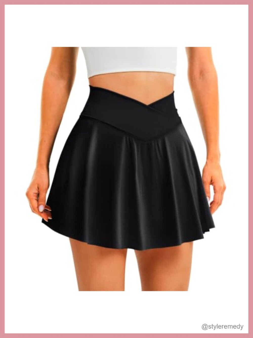 Women's Crossover High Waisted Skort with Pockets Tennis Athletic Skirt